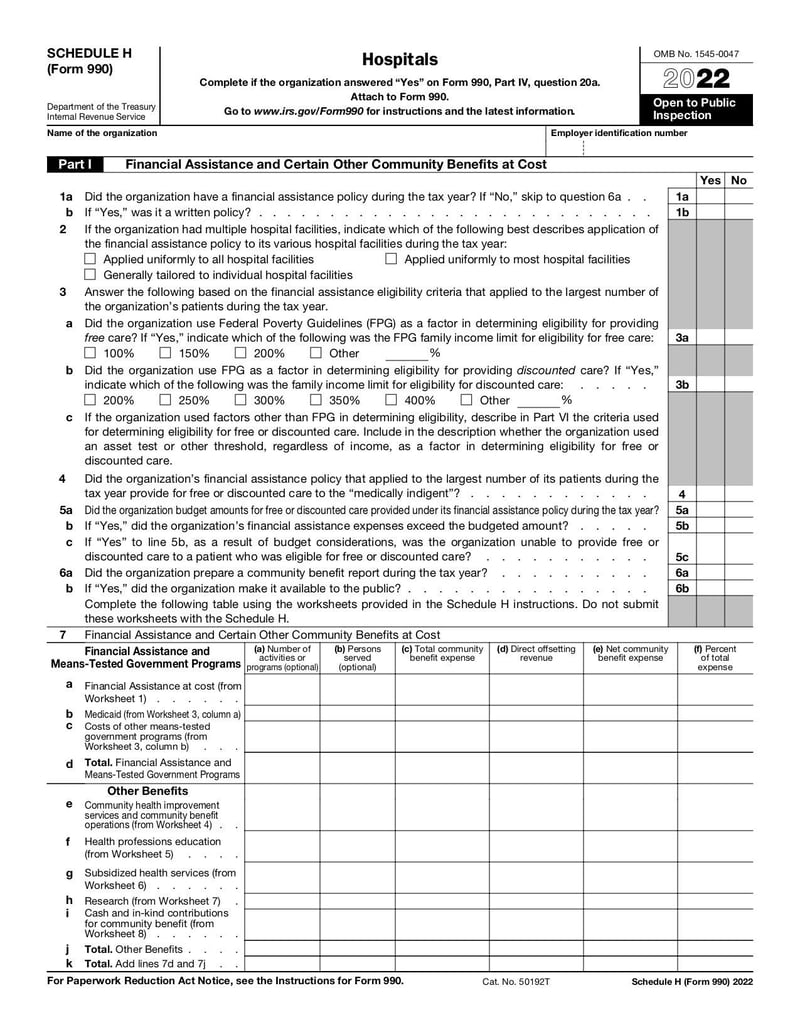 Large thumbnail of Schedule H (Form 990) - Nov 2022