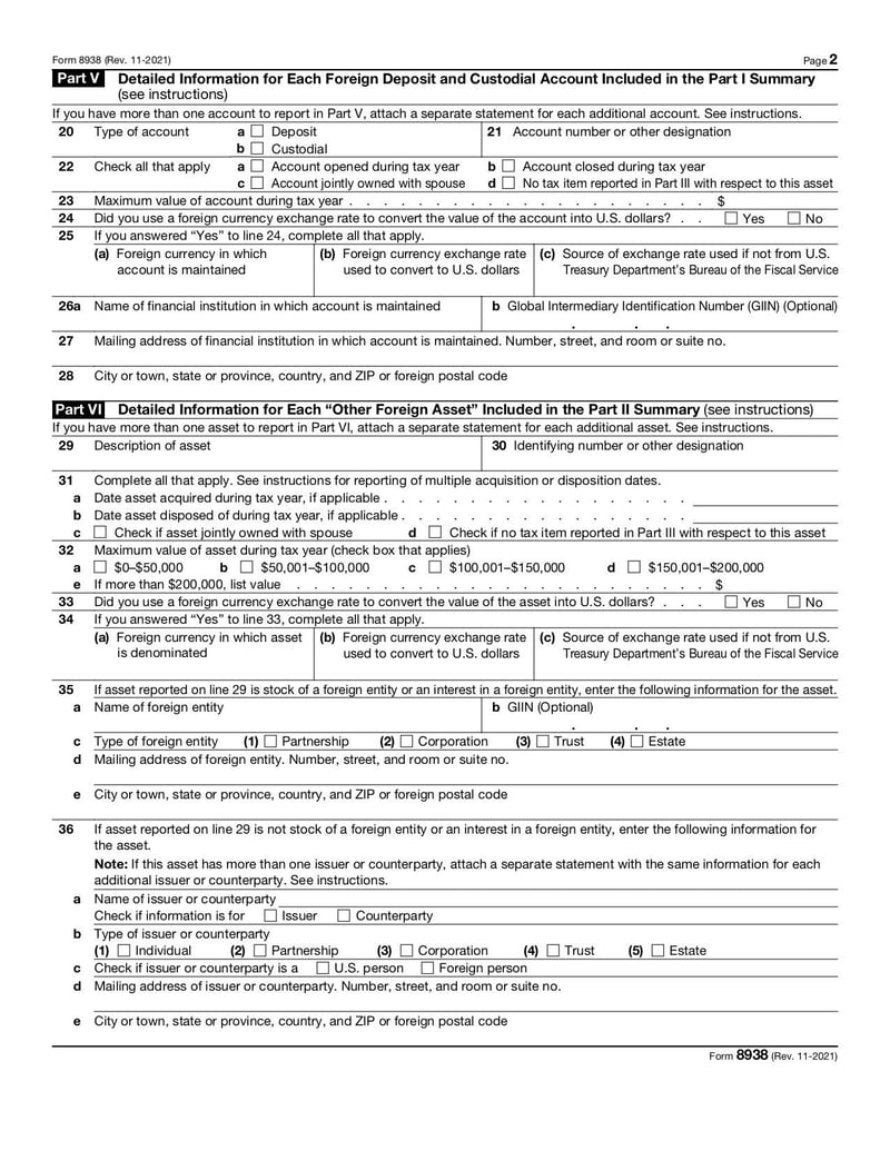 Large thumbnail of Form 8938 - Nov 2021