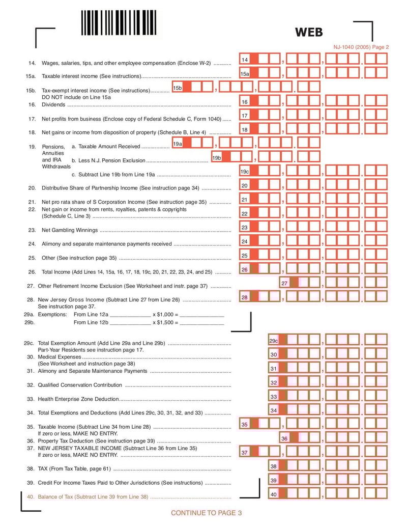 Large thumbnail of Form NJ-1040 - Mar 2007