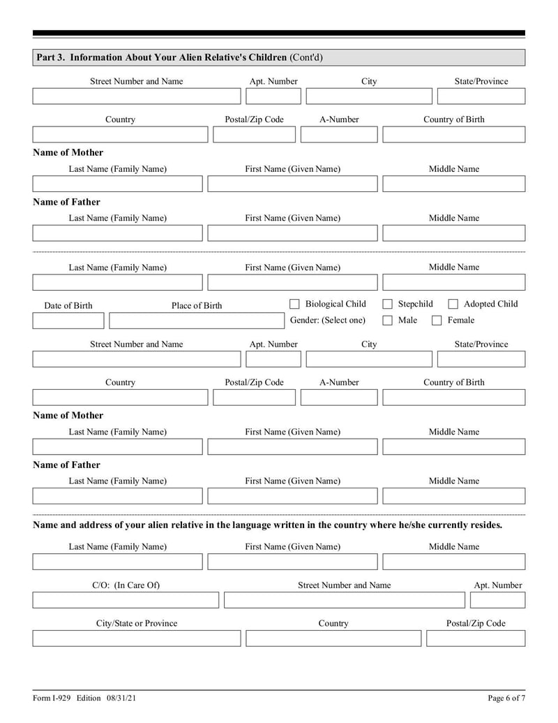 Large thumbnail of Form I-929 - Aug 2021