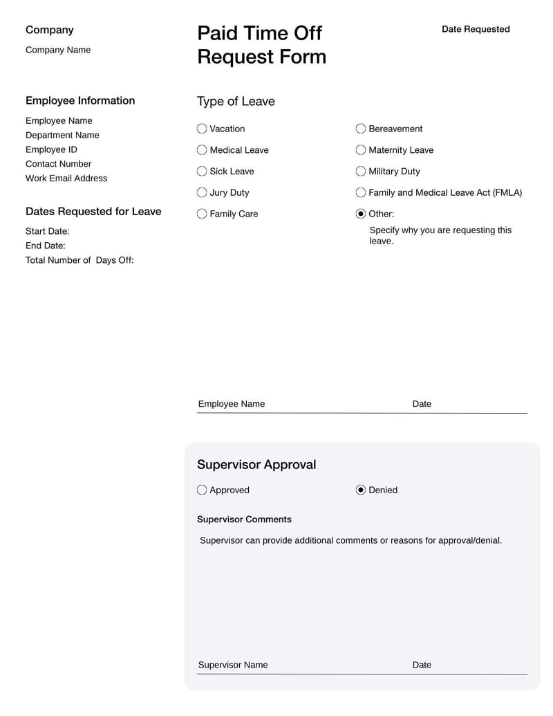 Large thumbnail of Paid Time Off Request Form