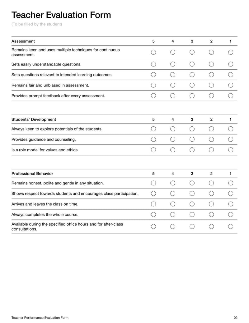 Large thumbnail of Teacher Evaluation Form Template