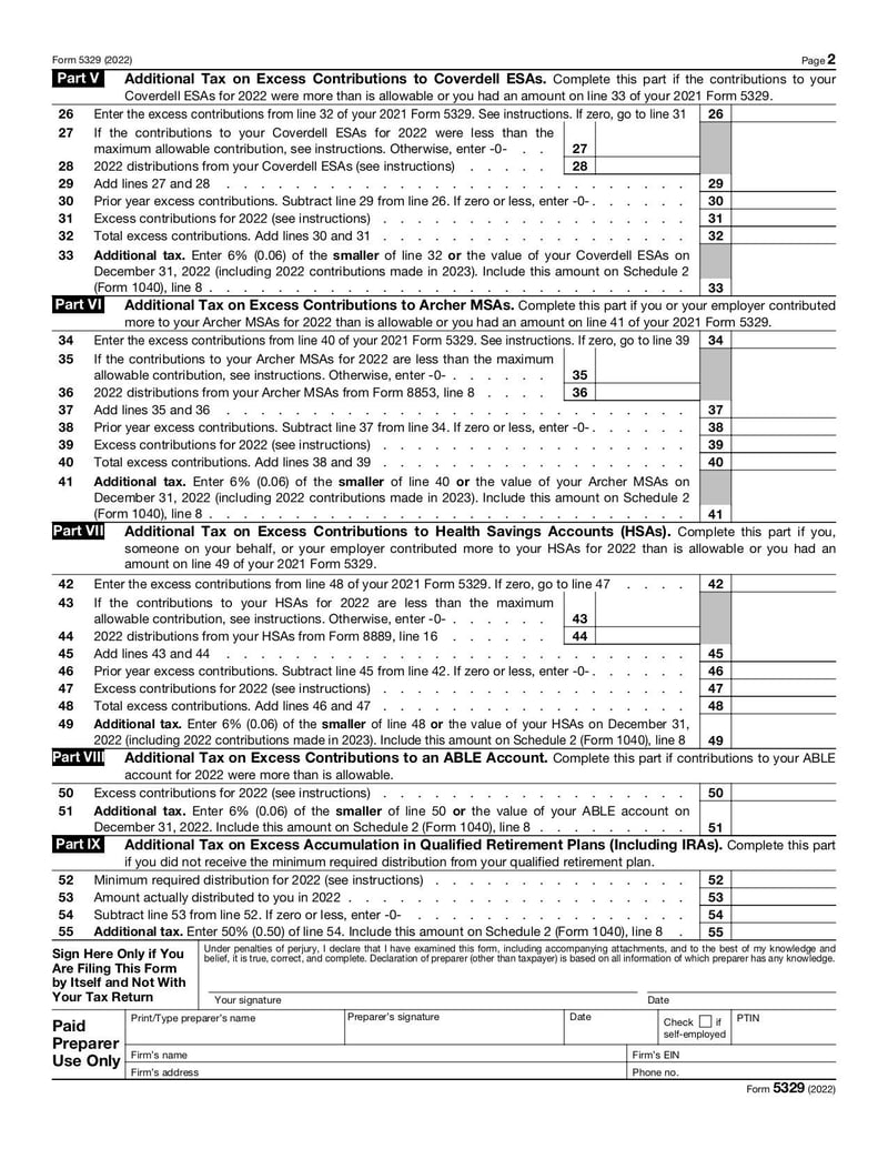 Large thumbnail of Form 5329 - Jan 2022