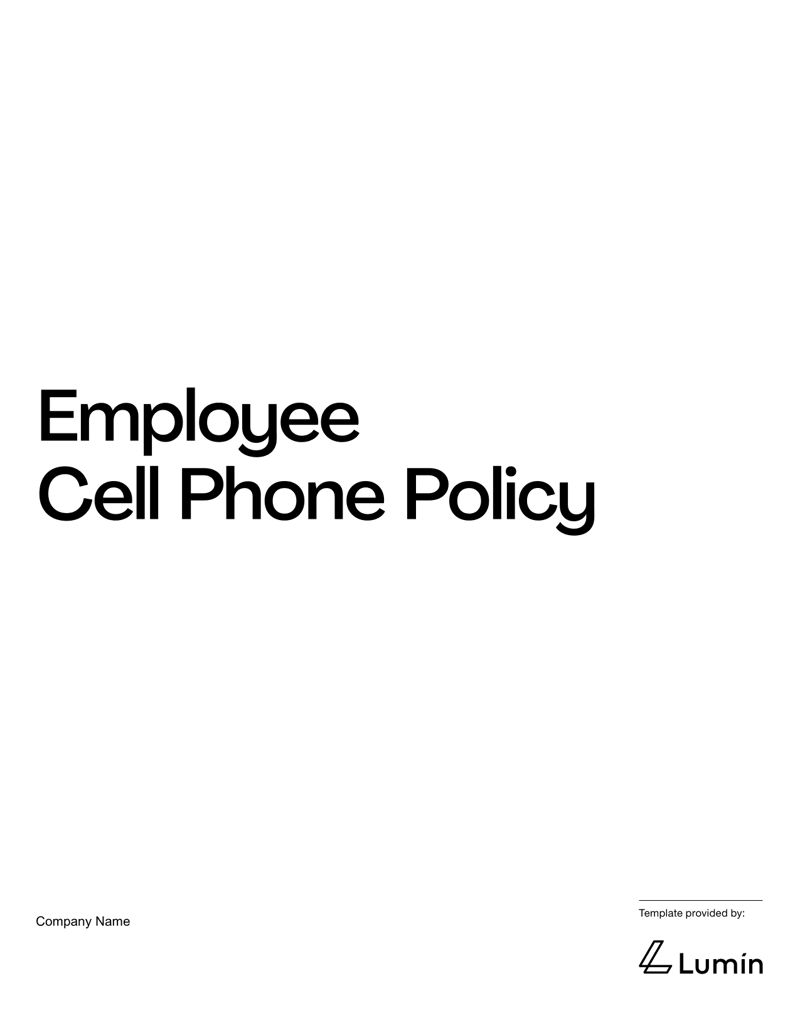 Employee Cell Phone Policy document defining guidelines for mobile phone usage, company-issued devices, security and acknowledgment