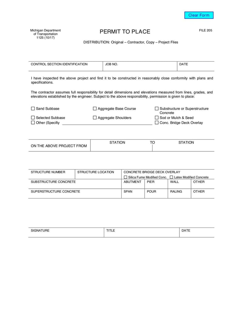 Large thumbnail of Form 1125 Permit to Place - Oct 2017