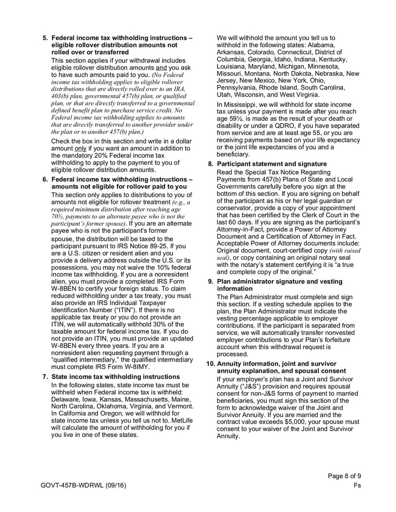 Large thumbnail of Governmental 457(B) Withdrawal Request - Oct 2016