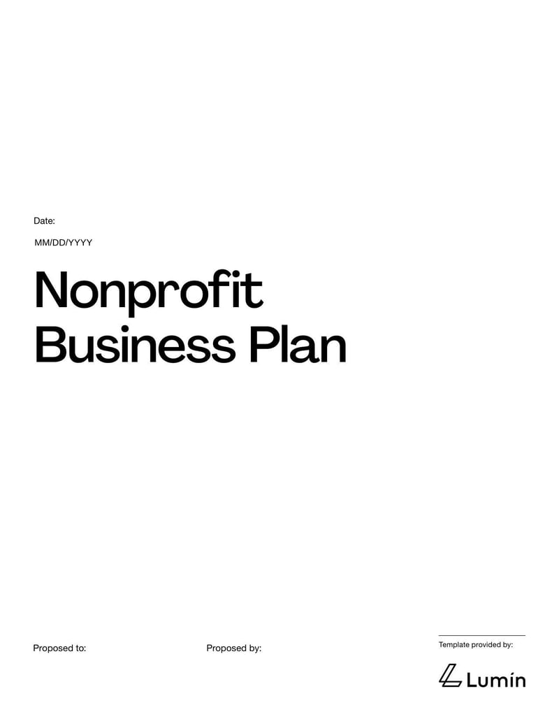 Nonprofit Business Plan Template for mission-driven organizations seeking funding and growth