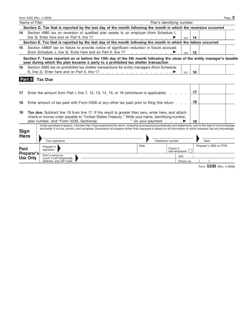 Large thumbnail of Form 5330 - Apr 2009