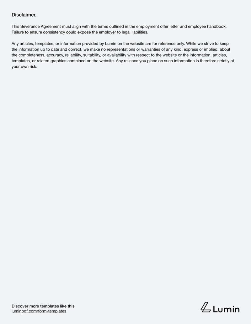 Severance Agreement for finalizing employment separation terms