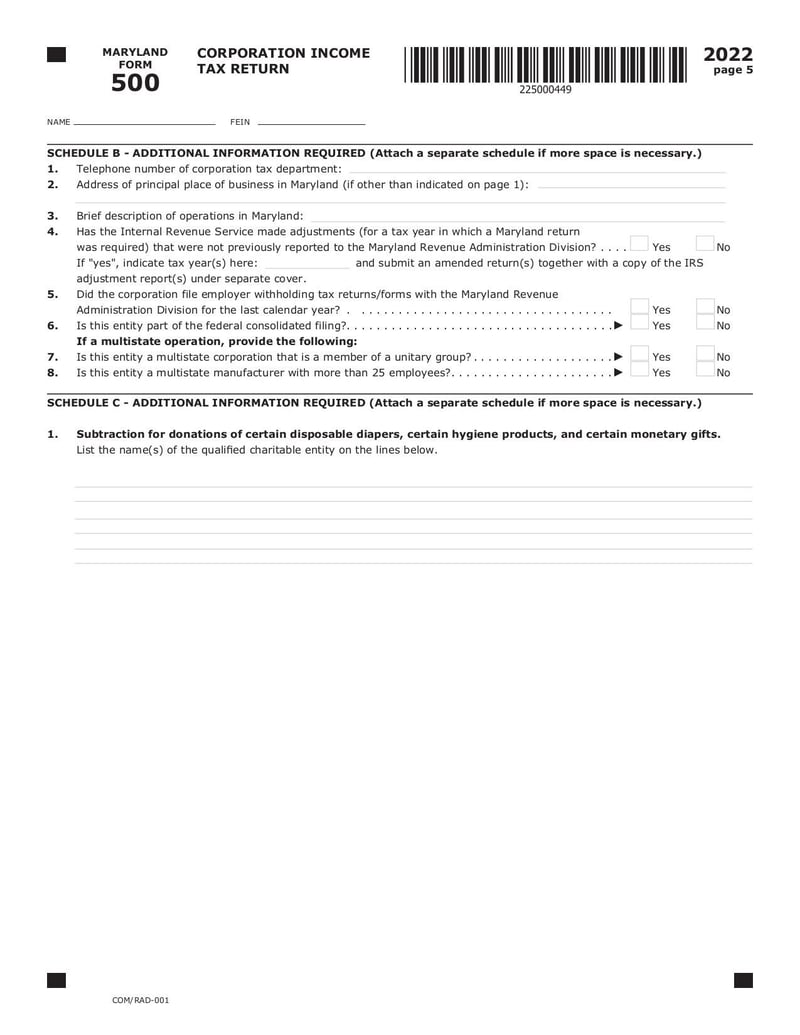 Large thumbnail of Maryland Form 500 - Dec 2022