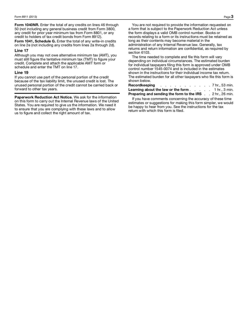 Large thumbnail of Form 8911 - Jan 2014