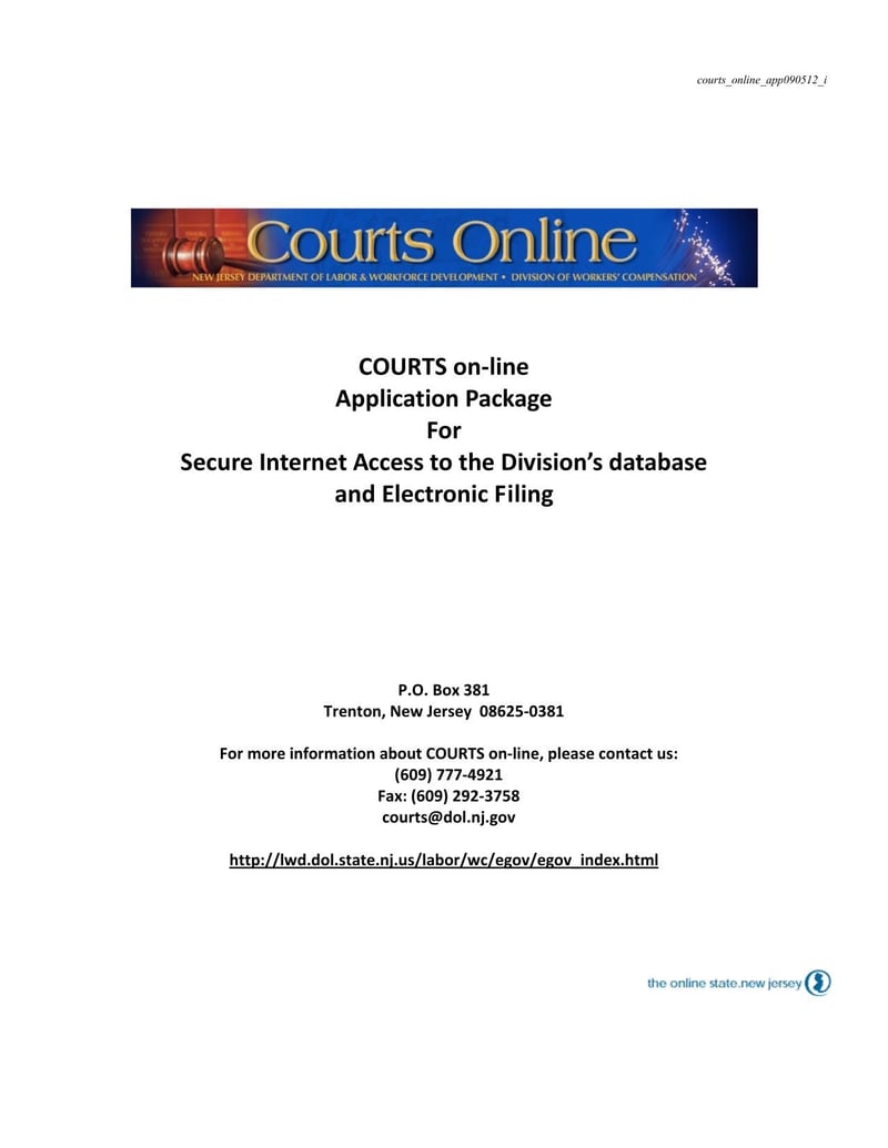 Large thumbnail of New Jersey Application Package For Secure Internet Access to the Division’s database and Electronic Filing