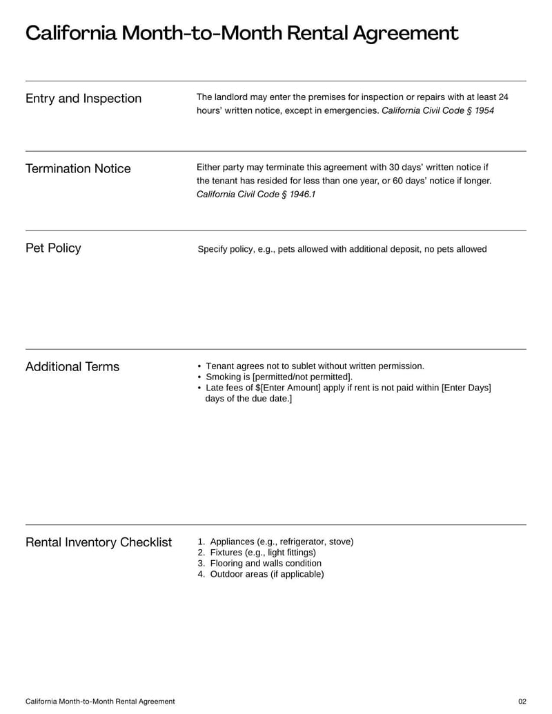 California Month to Month Rental Agreement | Fill and sign with Lumin for Free Printable Month To Month Rental Agreement California