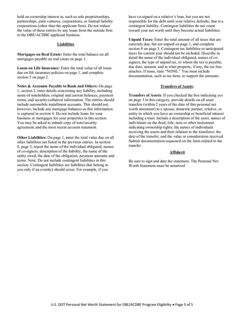 Large thumbnail of Personal Net Worth Statement - Nov 2014