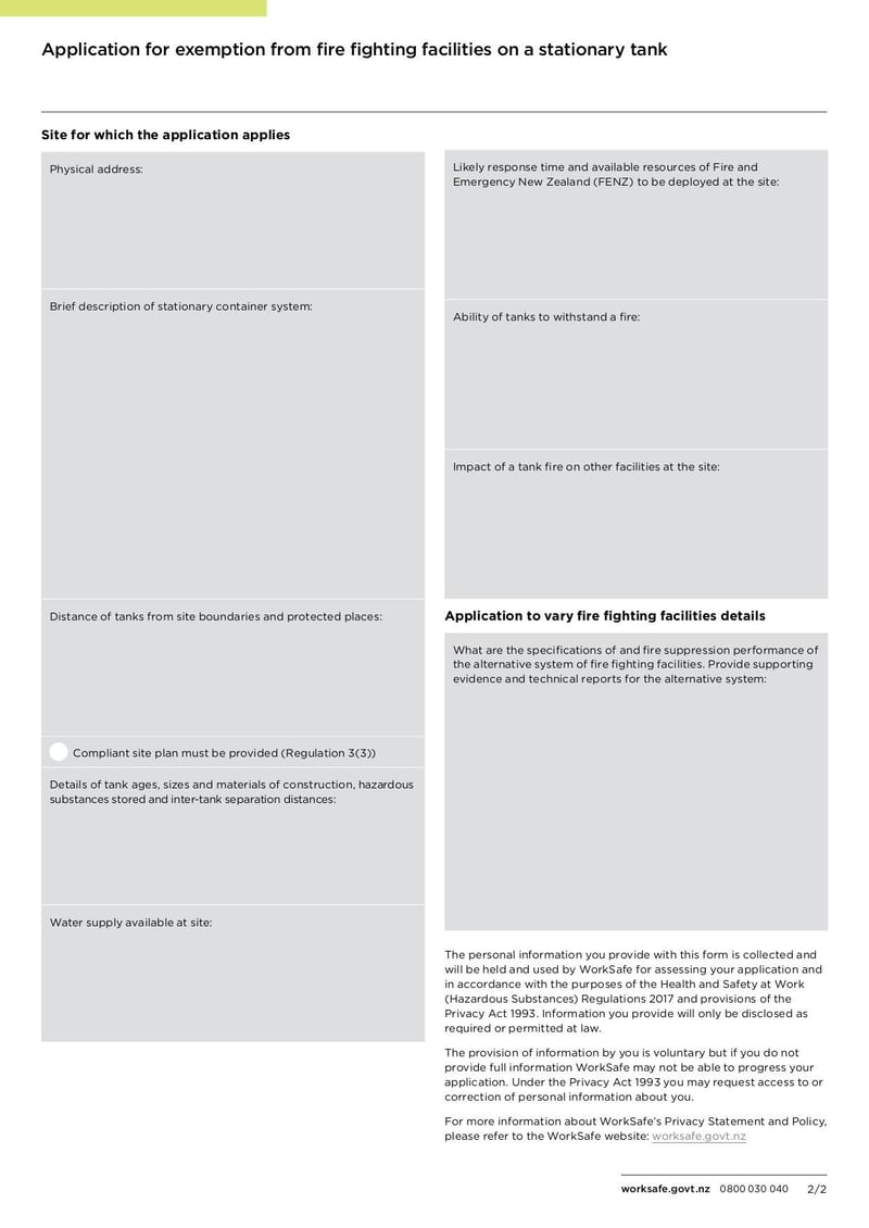 Large thumbnail of Application for Exemption from Fire Fighting Facilities on a Stationary Tank - Dec 2019