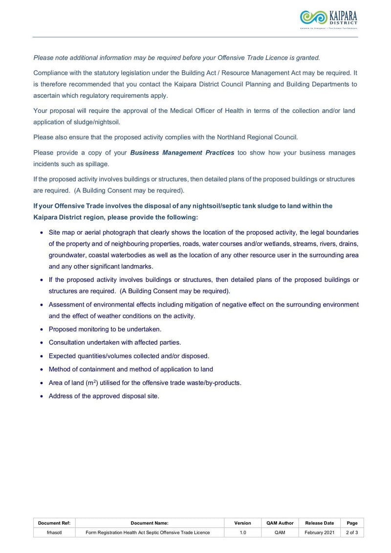 Large thumbnail of Application for Offensive Trade Septic Operator/Night Soil Collection Registration - Jan 2021