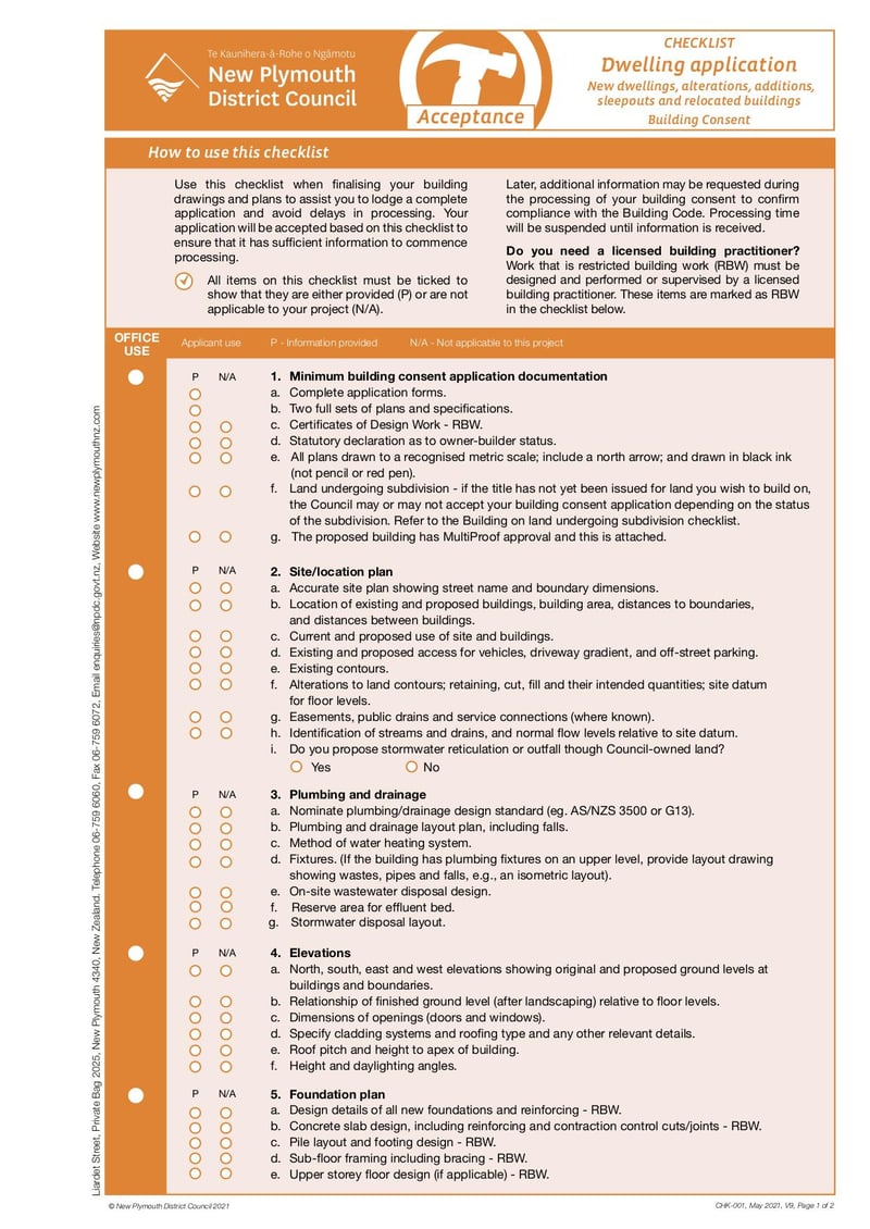 Large thumbnail of Dwelling Application Checklist CHK 001 V9 - May 2021