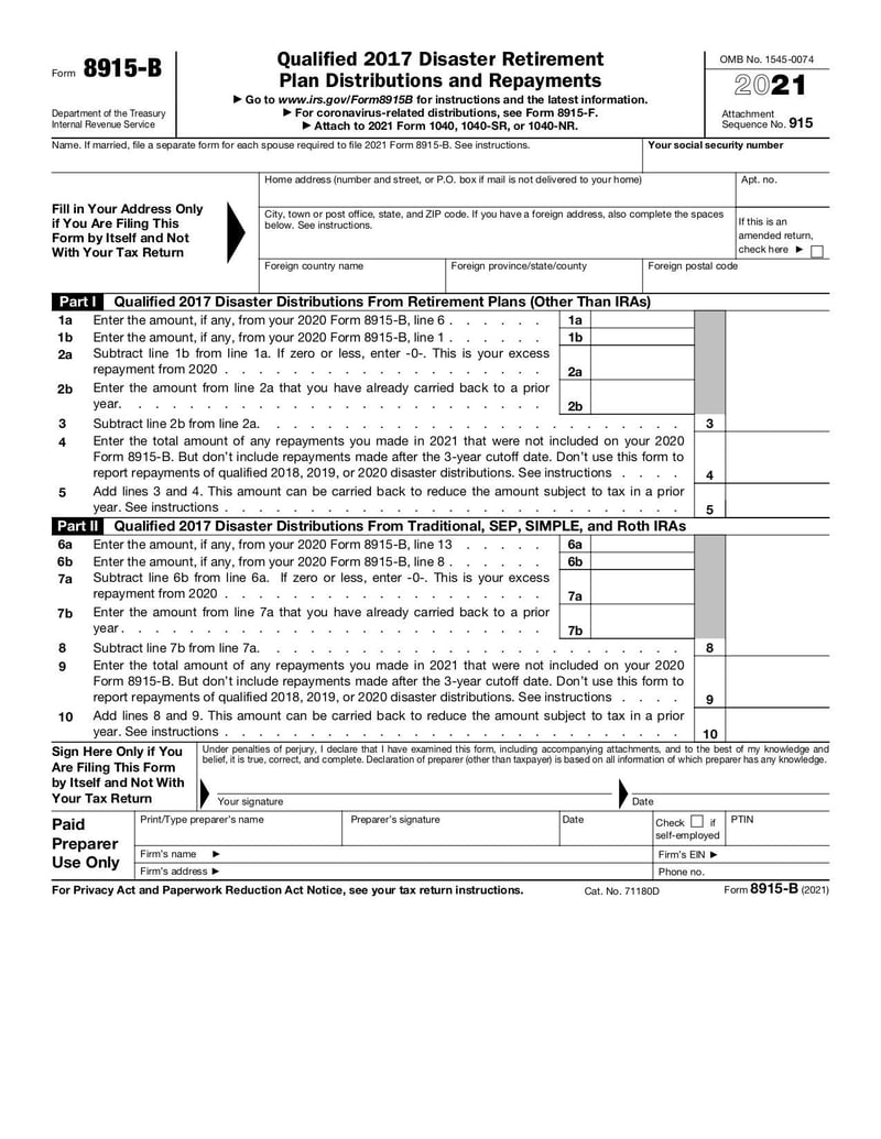 Large thumbnail of Form 8915-B - Jan 2021