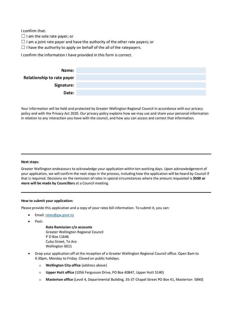 Large thumbnail of Rates Remission Application Form - Oct 2021