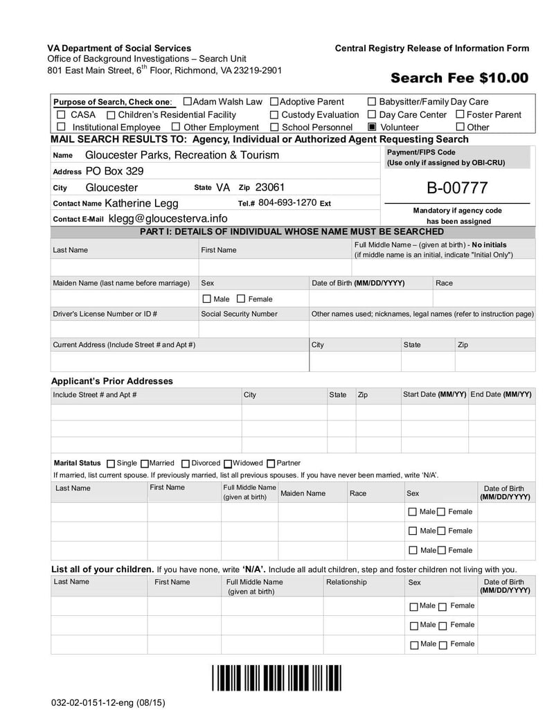 Large thumbnail of Release of Information Form - Aug 2017