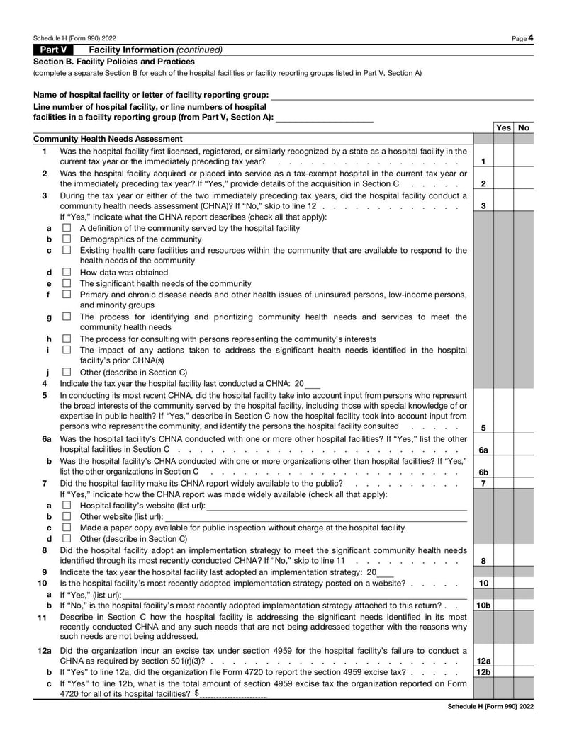 Large thumbnail of Schedule H (Form 990) - Nov 2022