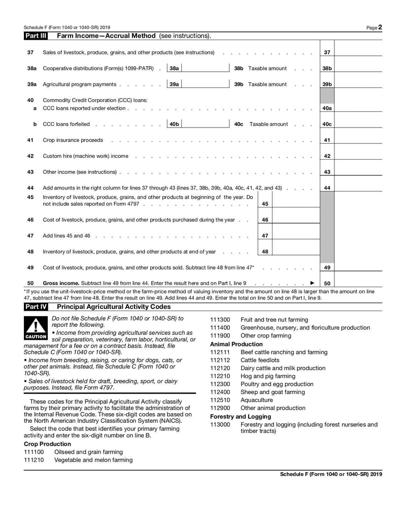 Large thumbnail of Schedule F (Form 1040 or 1040-SR) - Jan 2020