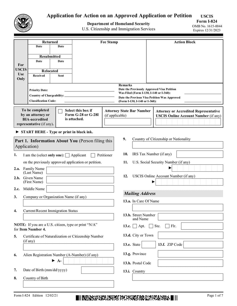Large thumbnail of Form I-824 - Feb 2021