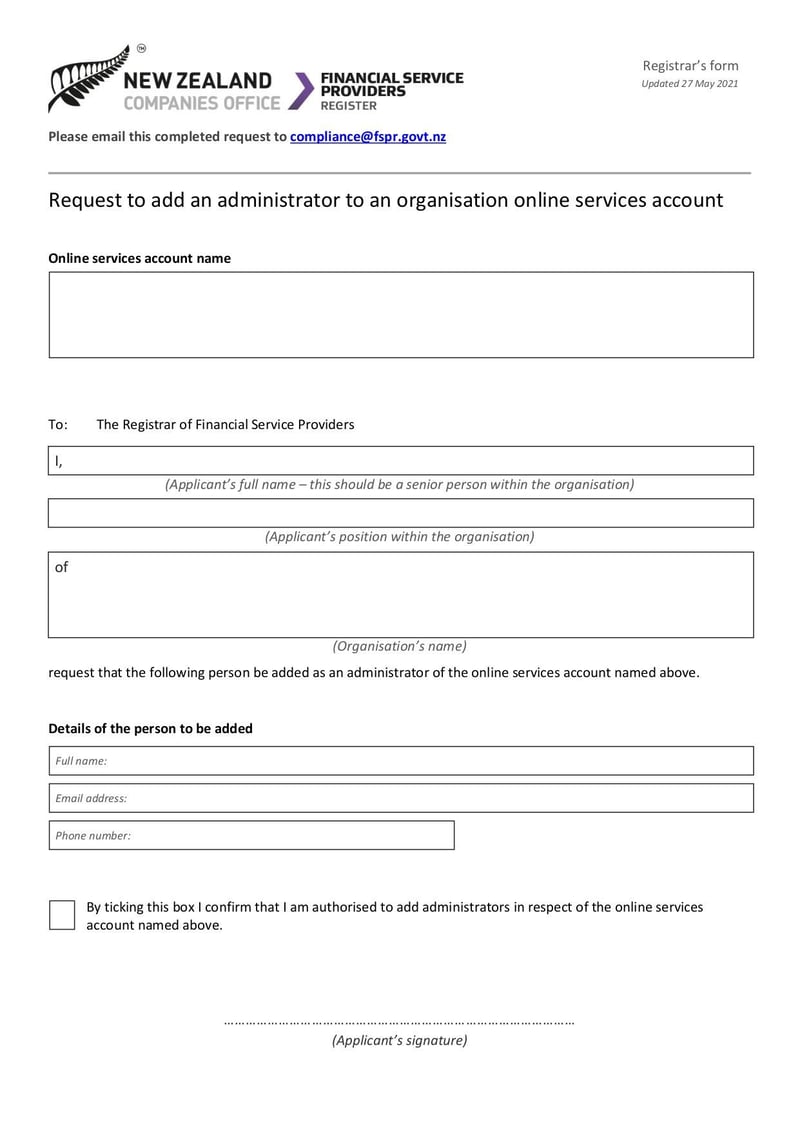 Large thumbnail of FSP Form Add Account Administrator - May 2021