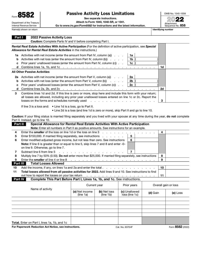 Thumbnail of Form 8582 - Dec 2022 - page 0