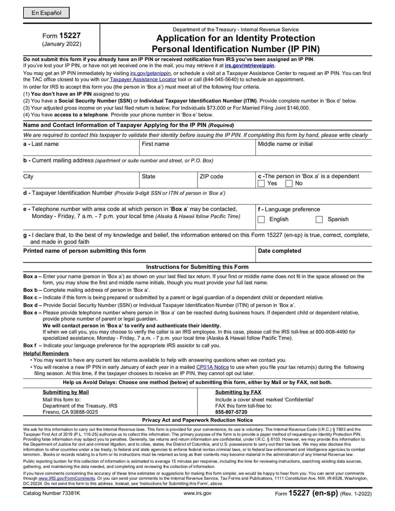 Large thumbnail of Form 15227 - Jan 2022