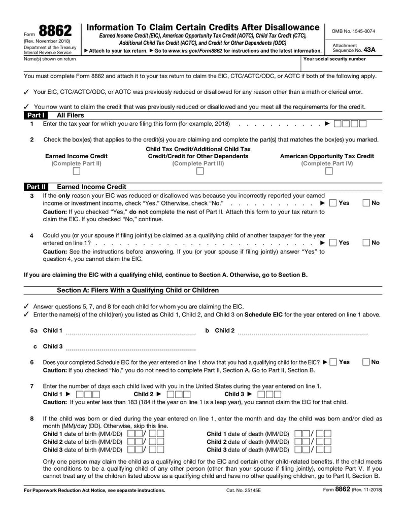 Large thumbnail of Form 8862 - Dec 2018