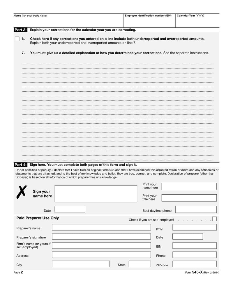 Large thumbnail of Form 945-X - Feb 2014