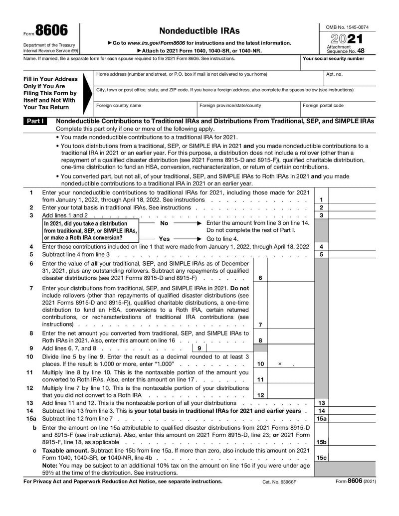 Large thumbnail of Form 8606 - Jan 2022
