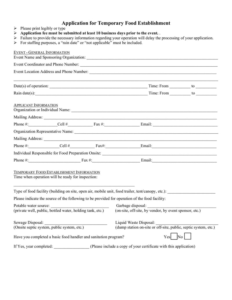 Large thumbnail of Temporary Food License Application - Jun 2022