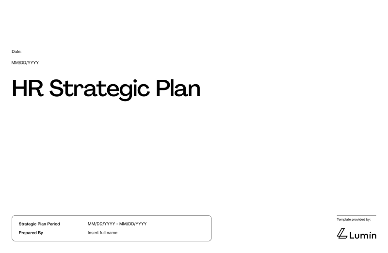HR strategic plan template for aligning workforce goals with company objectives and compliance tracking