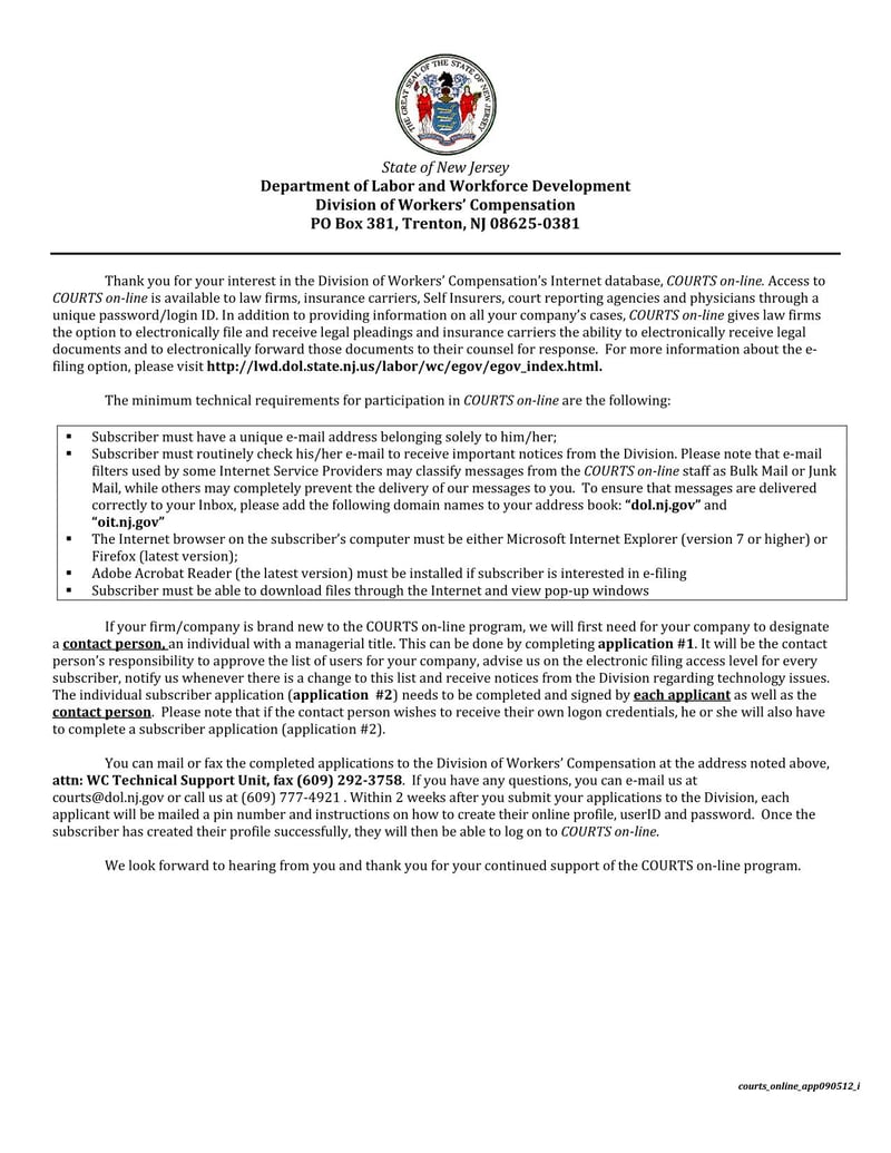 Large thumbnail of New Jersey Application Package For Secure Internet Access to the Division’s database and Electronic Filing
