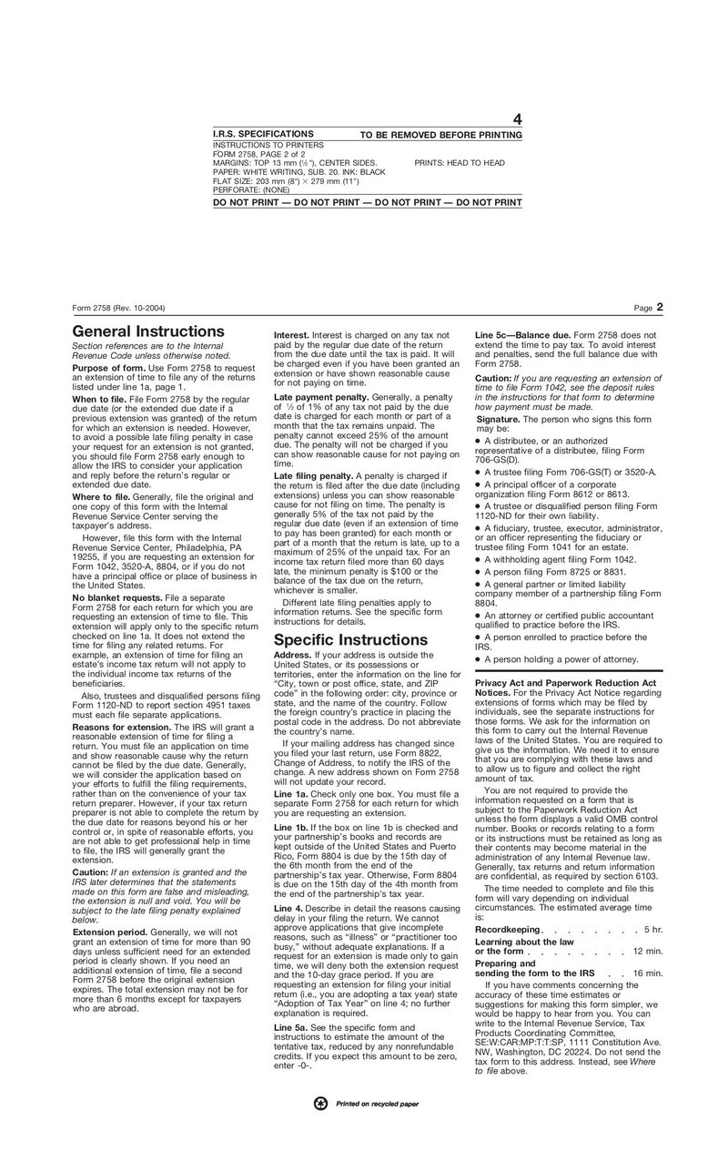 Large thumbnail of Form 2758 - Oct 2004