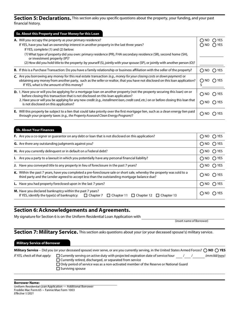 Large thumbnail of Uniform Residential Loan Application - Apr 2020