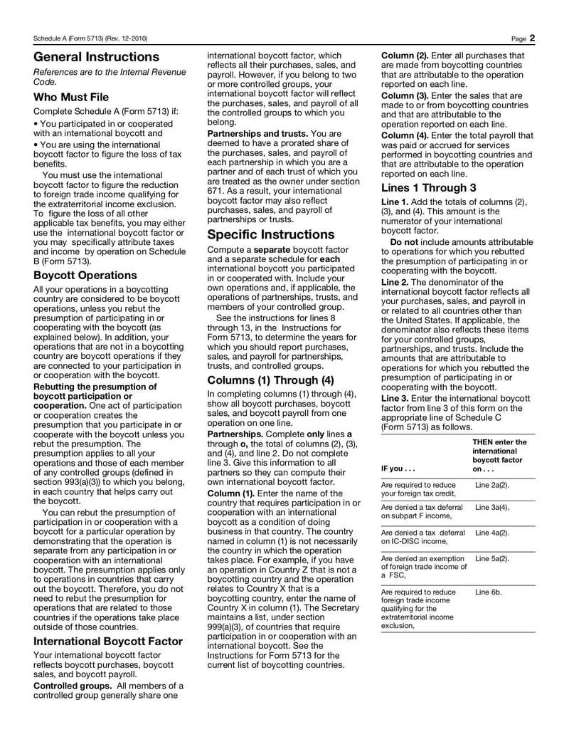 Large thumbnail of Form 5713 (Schedule A) - Dec 2010