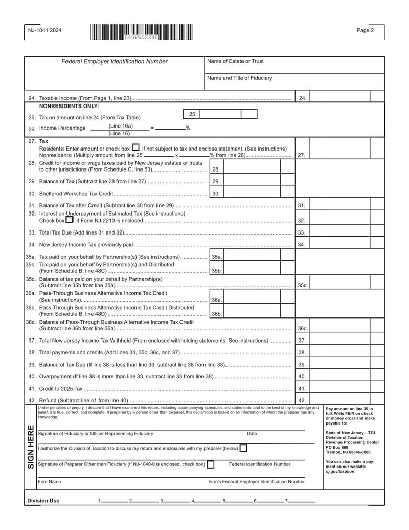 Large thumbnail of Form NJ-1041 - 2024