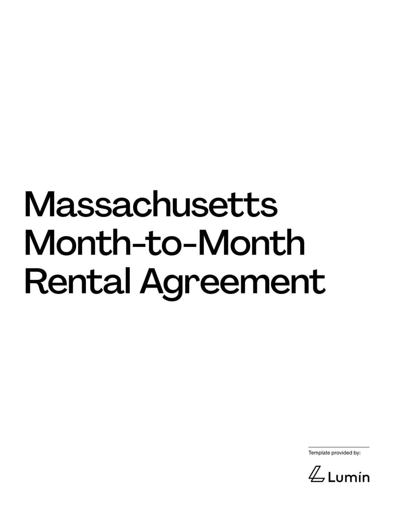 Massachusetts Month-to-Month Rental Agreement for outlining flexible lease terms, rent payments, security deposits, and termination procedures