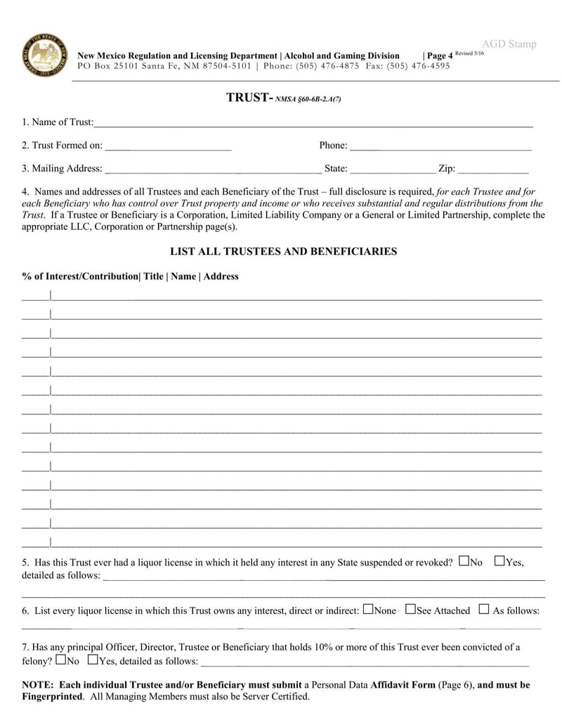 Large thumbnail of New Mexico Change of Structure Application