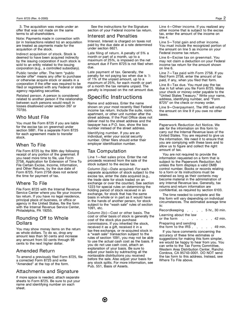 Large thumbnail of Form 8725 - Aug 2000