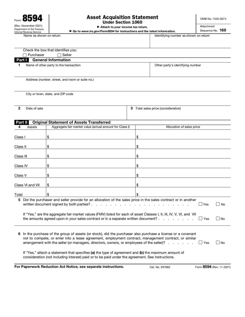 Large thumbnail of Form 8594 - Nov 2021