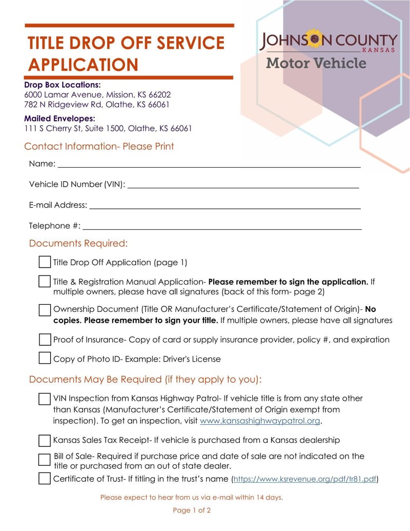 Large thumbnail of Johnson MV Title Drop Off Service Application