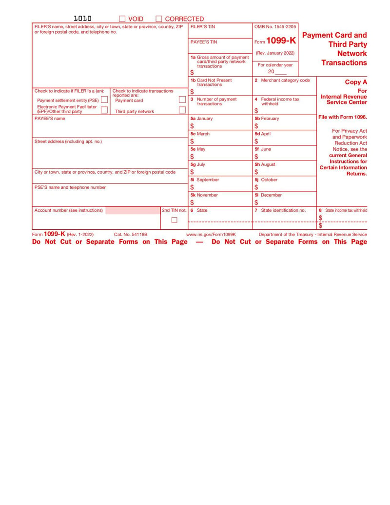 Large thumbnail of Form 1099-K - Jan 2022