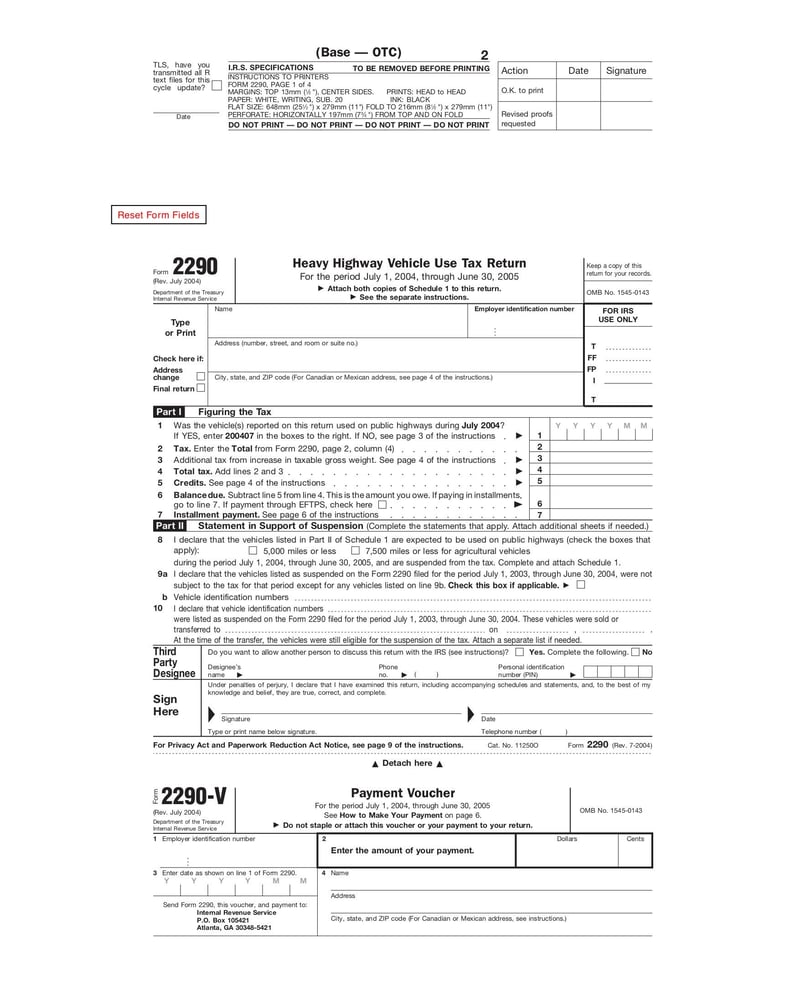 Large thumbnail of Form 2290 - Jul 2004