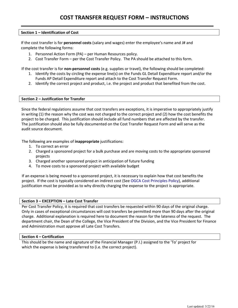 Large thumbnail of University of South Alabama Cost Transfer Request Form