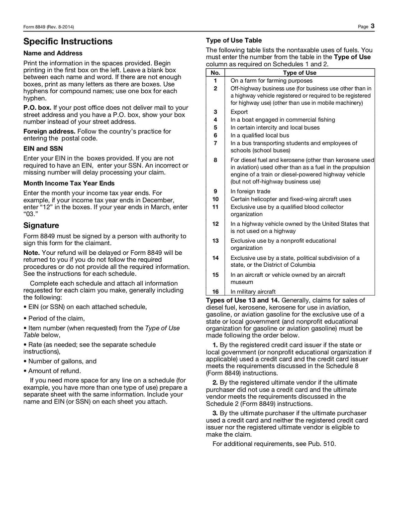 Large thumbnail of Form 8849 - Aug 2014