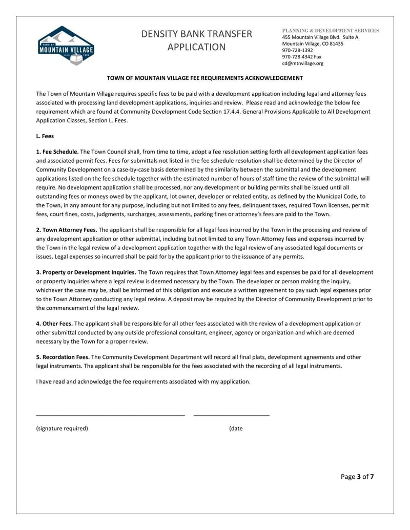 Large thumbnail of Mountain Village Density Bank Transfer Application (2018)